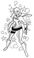A coloring page of mega mindy